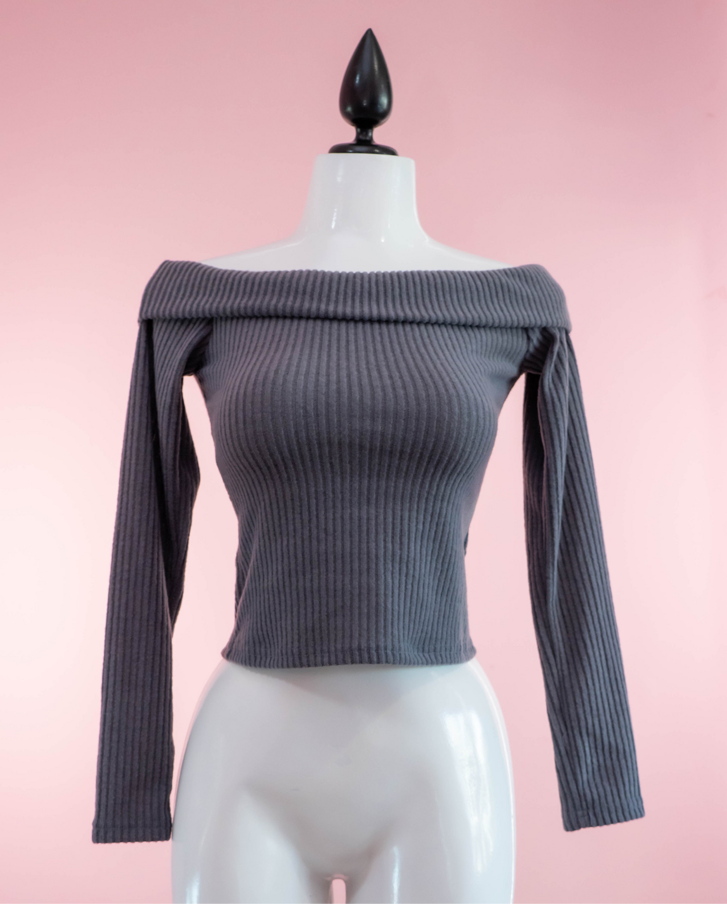 Blusa sin hombros (Gris)