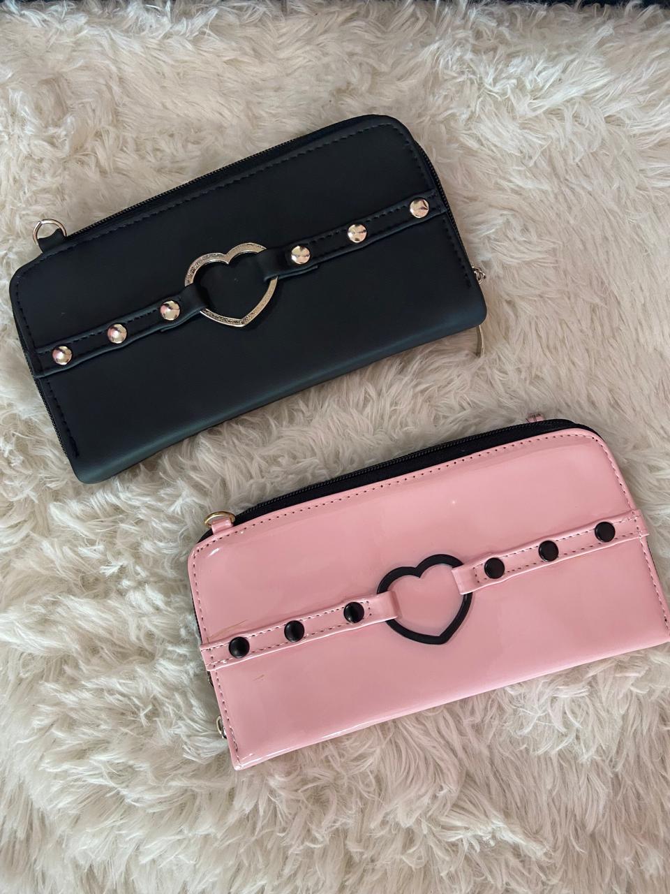 Cartera Doble Cierre C/Corazón (Rosa)